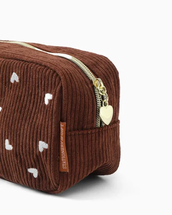 Etui opbergtasje hartjes - Chocolate