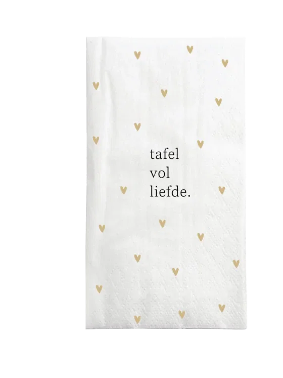 Zusss servetten rechthoek hartjes tafel vol liefde - wit/oker