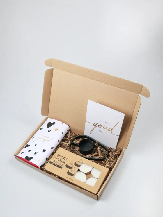 Brievenbus cadeau Jij bent Goud Waard – Kaarslicht & Chocolade verrassing