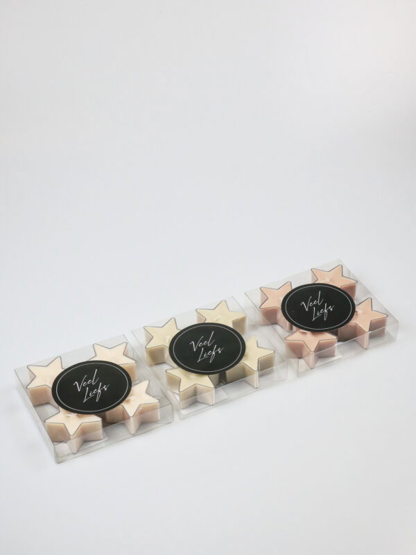 Waxinelichtjes set van 4 sterren