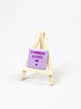 Magneet tegeltje – ’s Werelds Goedste Juf (Excl. houten ezel)
