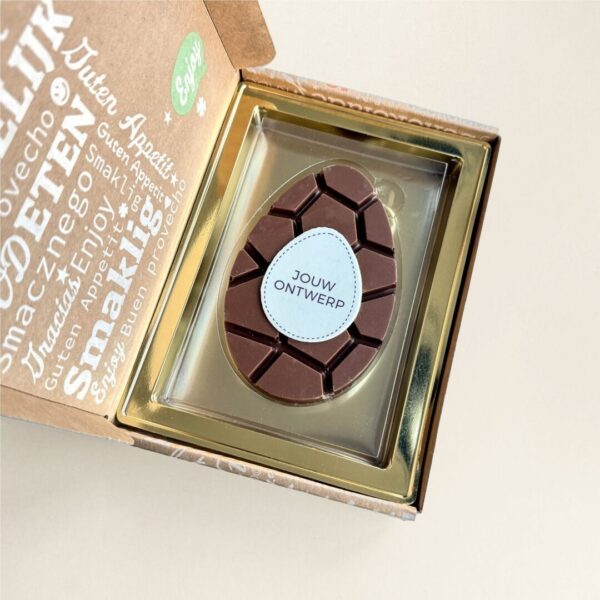 Chocolade paasei melk - In verzenddoos | Eigen logo Chocolade paasei melk - In verzenddoos | Eigen logo