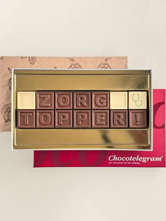 ChocoTelegram Zorg topper! - Geschenkdoos ChocoTelegram Zorg topper! - Geschenkdoos