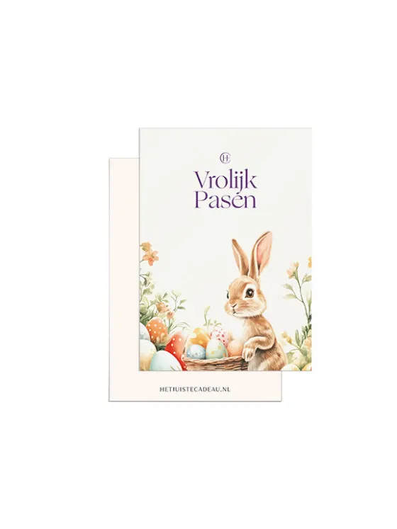 Minikaartje Vrolijk Pasen met haas