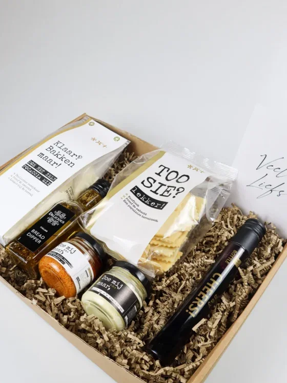 Cadeaupakket veel liefs met focaccia mix en wijn