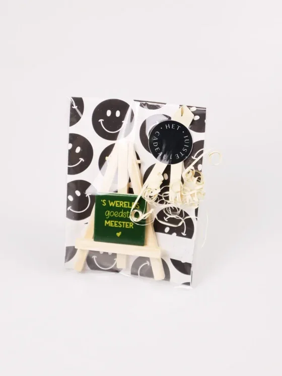 Meester cadeau - Magneet tegeltje met standaard