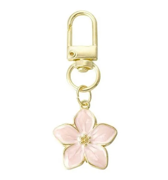 Sleutelhanger metalen bloem - Roze