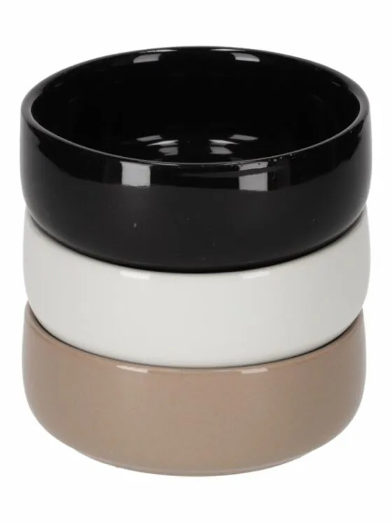 Serveerschaaltjes Jurre 3 stuks wit taupe zwart – Jens Living