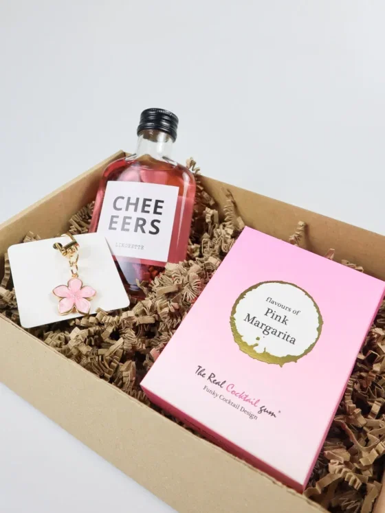 Cadeaupakket Cheers met likorette en winegums Pink Margarita