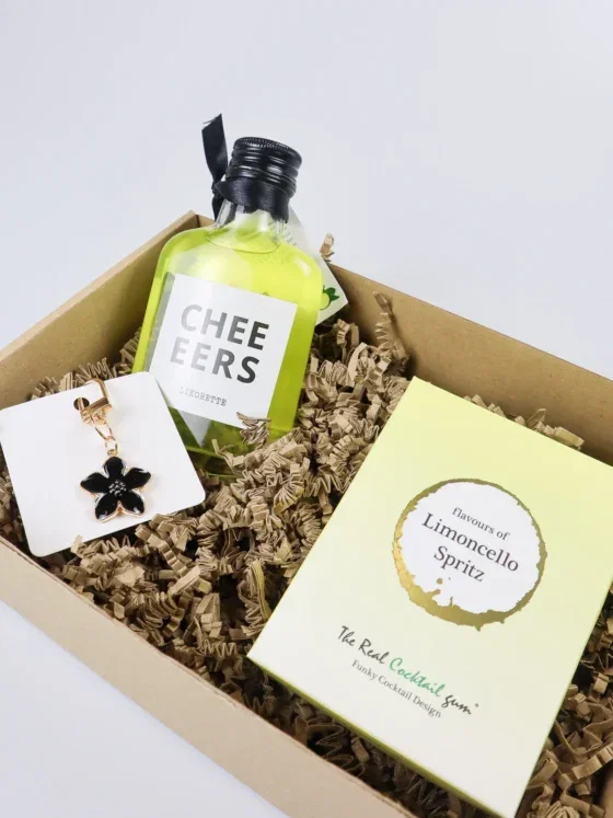 Cadeaupakket Cheers met limoncello likorette en winegums