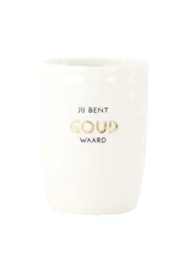 Zusss koffiemok – jij bent goud waard wit/goud