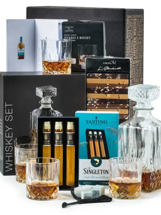 Kerstpakket Whiskey moments met whiskyset en Singleton tasting Kerstpakket Whiskey moments met whiskyset en Singleton tasting