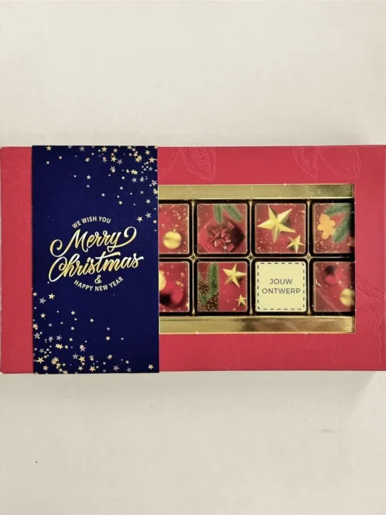 Chocoladeblokjes Kerst Eigen Logo | 12 stuks melk & wit