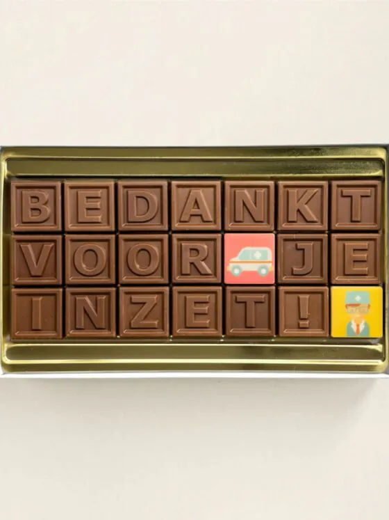 Chocotelegram Bedankt Voor Je Inzet | Melk & Wit | 200g
