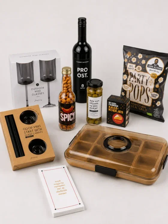Luxe kerstpakket met snackbox Luxe kerstpakket met snackbox