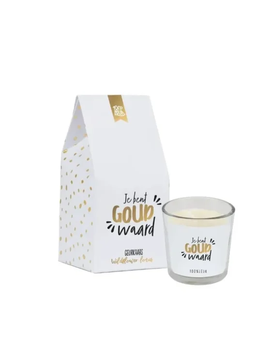 Geurkaars cadeau huisje - Je bent goud waard