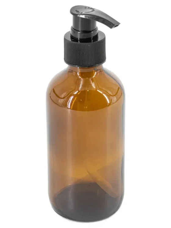 Amber glazen fles met plastic pomp - 250ml
