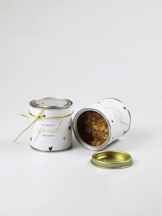 Chocolade in een blikje cadeau - Jij bent goud waard Praliné Chocolade in een blikje cadeau - Jij bent goud waard Praliné