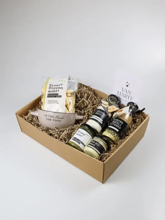 Cadeaupakket soepkom gefeliciteerd - Soep, brood en dippers