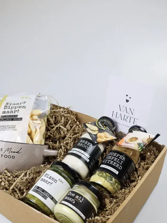 Cadeaupakket soepkom gefeliciteerd - Soep, brood en dippers