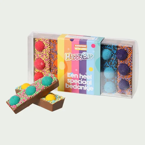 HappyBar chocolade proeverij bedankt | 6 smaken | 200g HappyBar chocolade proeverij bedankt | 6 smaken | 200g
