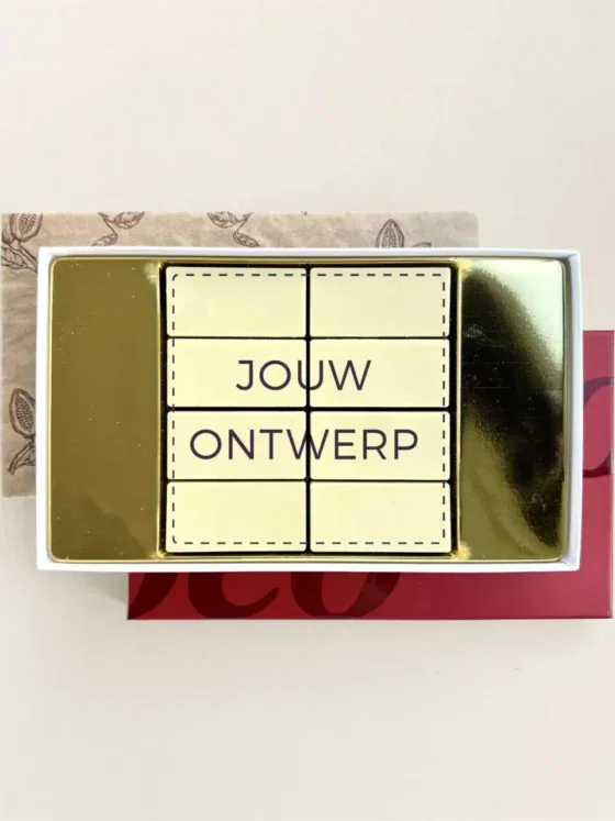 Chocolade wenskaart - Eigen ontwerp | 8 XL blokjes | 176g Chocolade wenskaart - Eigen ontwerp | 8 XL blokjes | 176g
