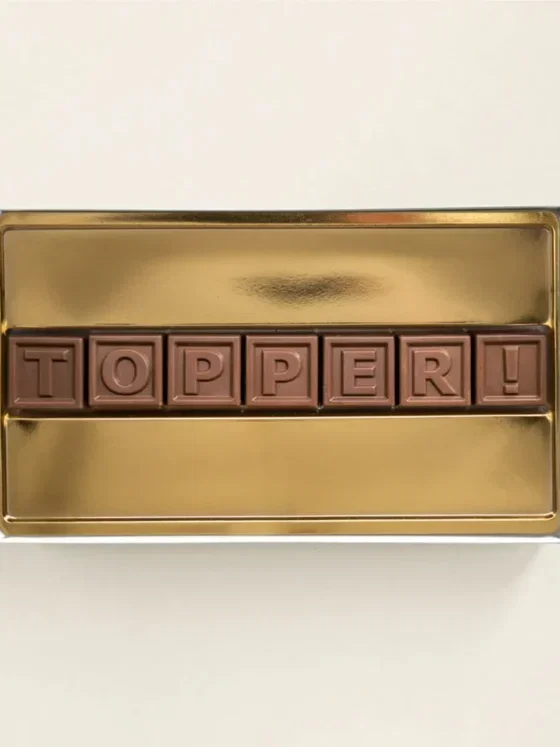 Chocotelegram Topper | Chocolade cadeau met tekst | 7 Blokjes