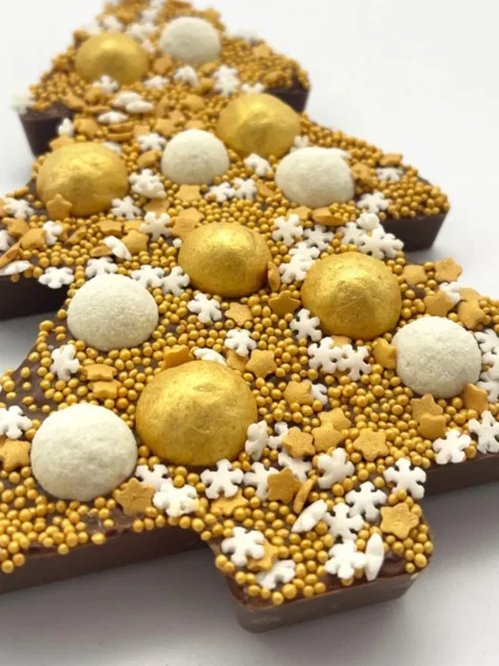 Chocolade kerstboom goud | Happy kerstboom | 190g