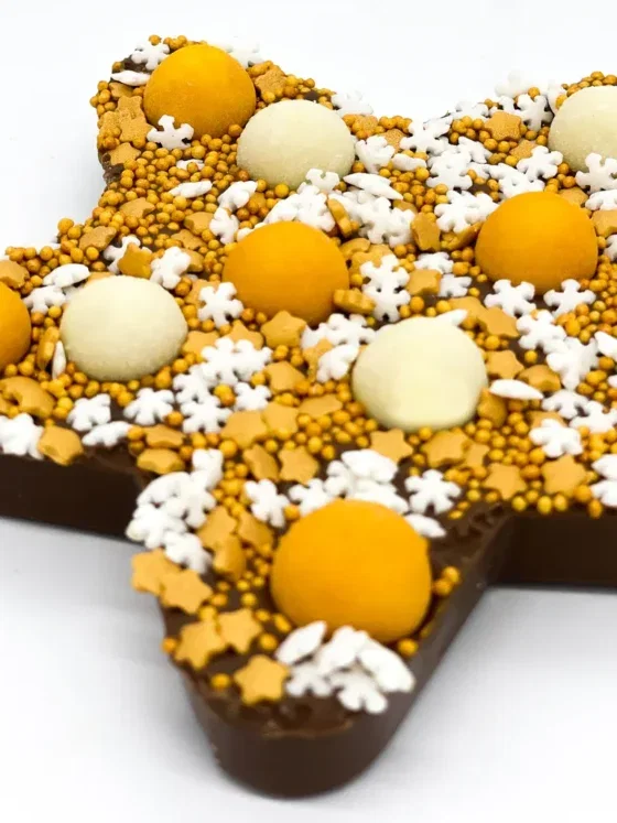 Chocolade kerstster goud - Happy ster | 150g melkchocolade