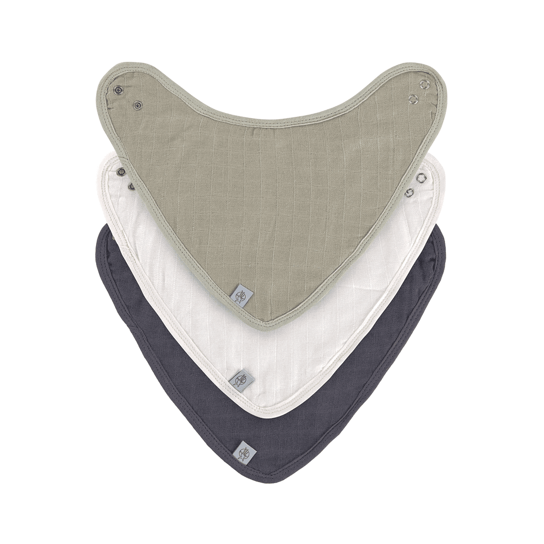 LÄSSIG 3-pack muslin bandana - Olive/Milky/Rust