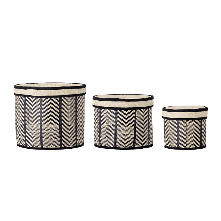 bloomingville mand met deksel palm leaf