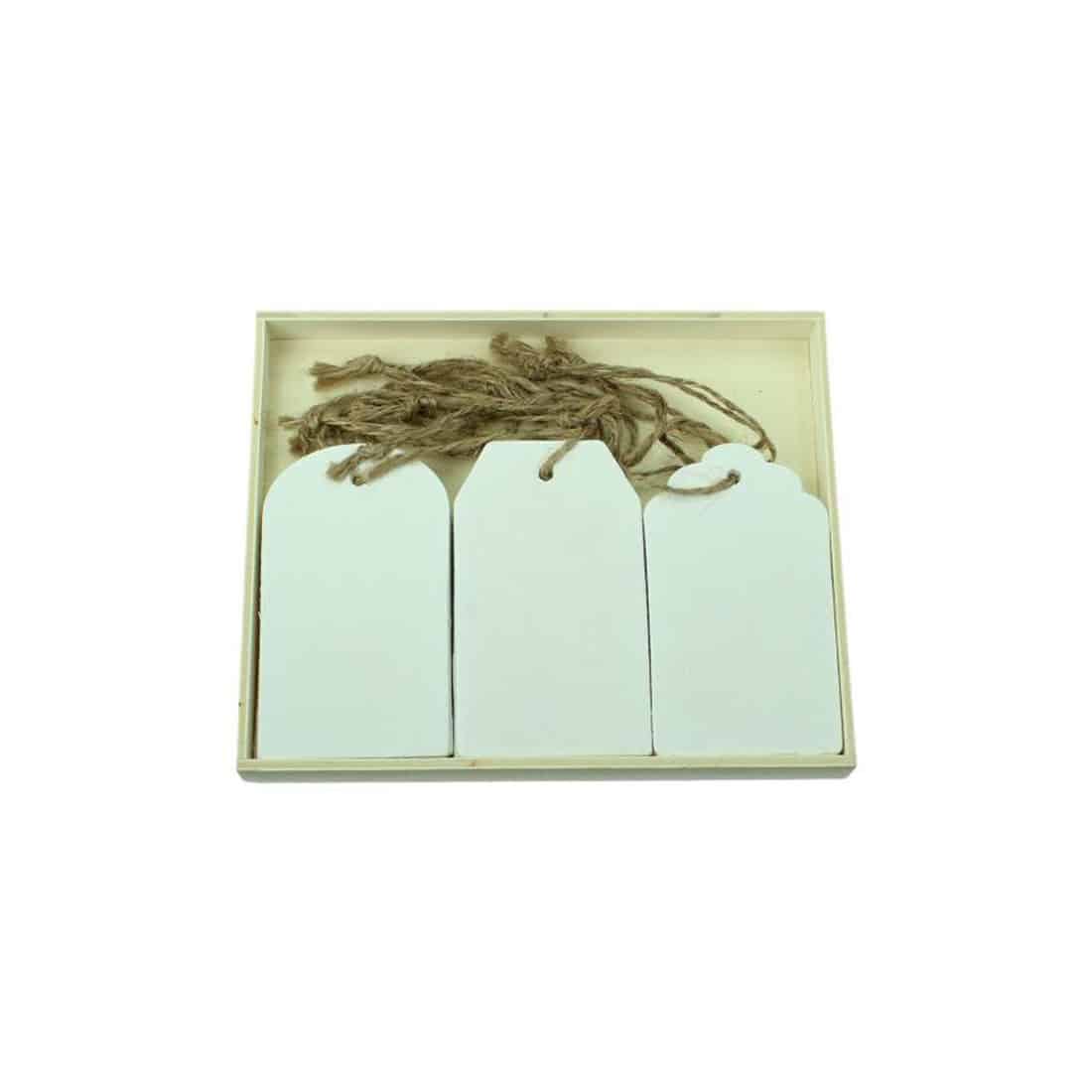 Kindercompagnie label van hout 12 stuks in box