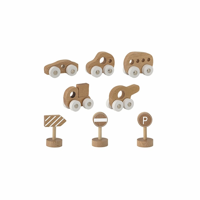 bloomingville Set van 8 Houten Auto's