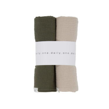 Daily one 2-pack Swaddles small - Olive/cashew