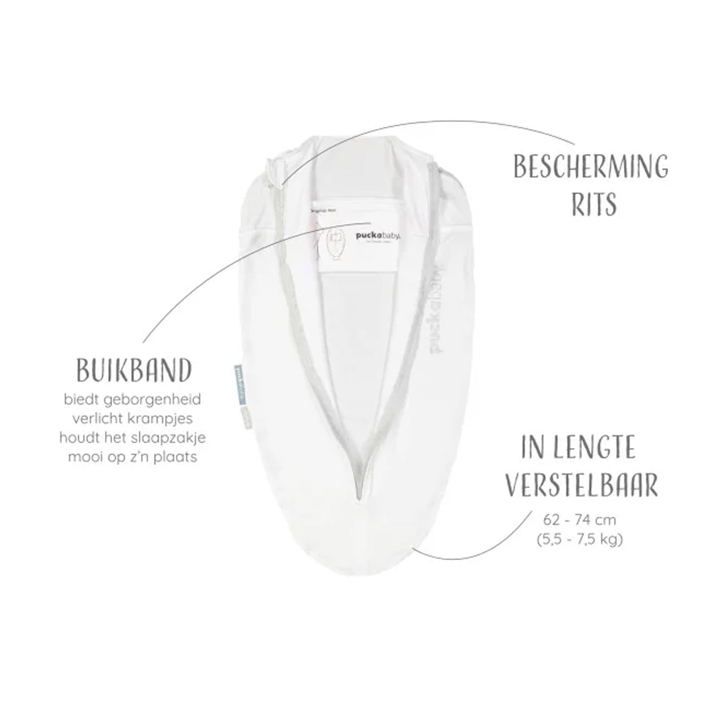Puckababy Inbakerslaapzak 'mini' 3-6mnd - Summer tencel wit - Afbeelding 2