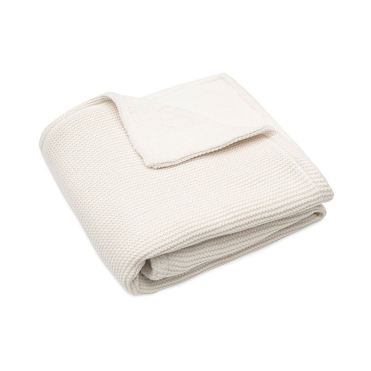 Jollein Wiegdeken basic knit fleece, ivory/coral