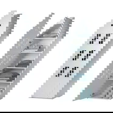 Kast van een huis - trapgevelkast wit