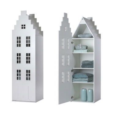 Kast van een huis - Trapgevelkast wit