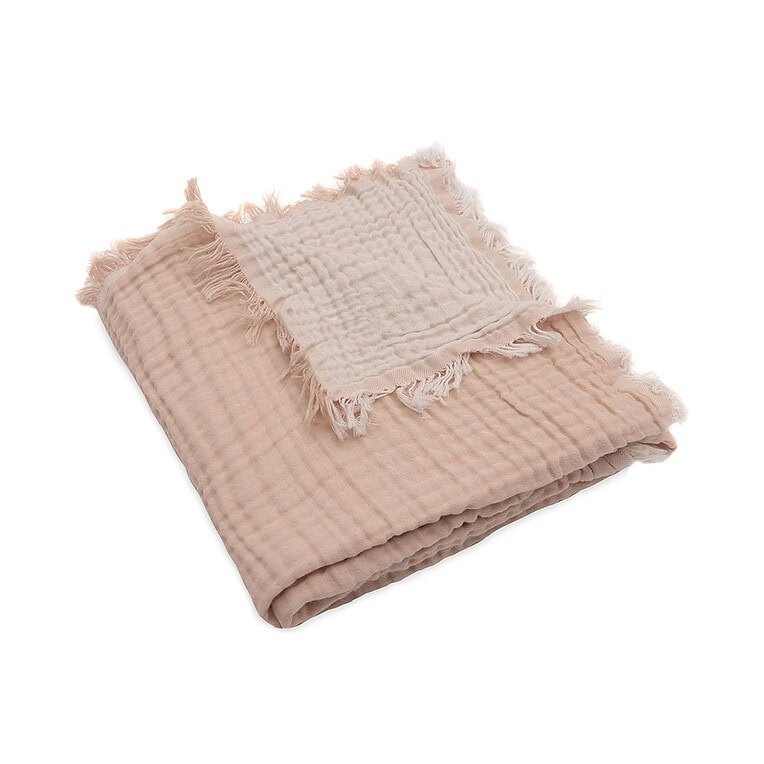 Jollein Ledikantdeken fringe Moonstone/Ivory