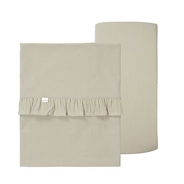 Koeka laken en Hoeslaken Ruffle Sage