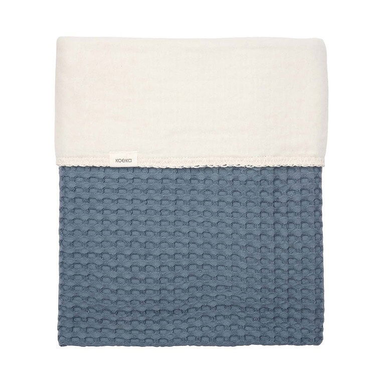 Koeka deken Wafel cotton fleece Bluestone