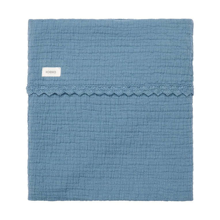 Koeka Ledikantdeken Lace Elba - Bluestone