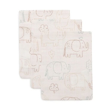 Jollein 3-pack hydrofiele washandjes - Elephant Tales