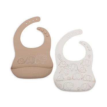 Jollein siliconen slabbetjes 2-pack - Elephant Dreams
