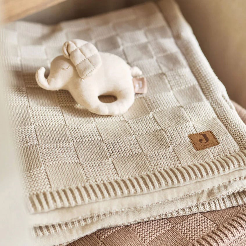 Jollein wiegdeken - box knit velvet - Warm sand