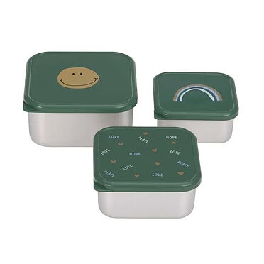 Lassig snackbox stainless steel - green