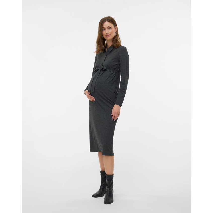 Mama Licious jurk lelly polo - Dark Grey Melange