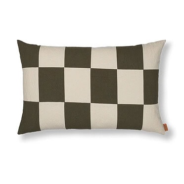 Ferm Living Fold patchwork kussen - Dark Olive