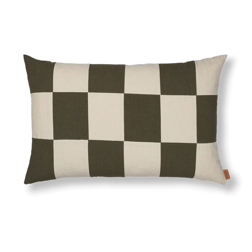 Ferm Living Fold patchwork kussen - Dark Olive