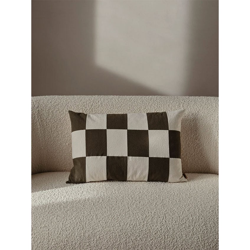 Ferm Living Fold patchwork kussen - Dark Olive